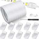 10 Pcs LED Strip Connectors 32.8ft RGB Extension Cable Wire Cord Kit Transparent Solderless Track Lighting Connector for Waterproof or Non Waterproof LED RGB Strip Light