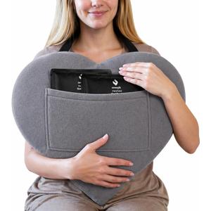 Zomaple Open Heart Surgery Pillow + 2 Gel Pack, Grey Eases Chest Pressure for Calmer Rides & Rest Hot/Cold Comfort, Torso Support, Cover Included Gift-Ready Heart Pillow for After Heart Surgery