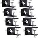 Dunzy 8 Pack Metal Black Deck Clamp for Torches, Porch Rail Clamp, Universal Pole Mount Bracket, Deck Pole Holder for Solar Panel, Outdoor Torch Mount Holder for Railings Posts, Rail Accessory