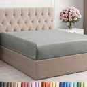 Full Fitted Bed Sheet - Bottom Single Fitted Sheet Only - Ultra-Soft Hotel Luxury Bedding w/ 8-16 Inch Deep Pockets - Breathable & Wrinkle Free - Easy-Care, Fade & Shrink Resistant - Heathered Grey