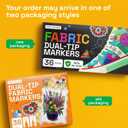 ARTISTRO 36 Dual-Tip Fabric Markers - Fabric Decorating Kit - Permanent for Clothes - No Bleed Pens for T-Shirts, Bags, Textile, Canvas, and More (Brush Tip and Fine Tip)