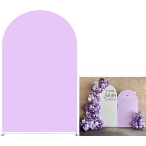 Double Sided Lilac Arch Backdrop Cover for Birthday Party Wedding Baby Shower Decorations Chiara Backdrops Arched Wall Covers Frame Stands Banner Photography Background 2.6ft * 6ft