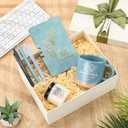 Baderke Book Lover Gifts for Women Men 6 Pcs Bookish Reading Accessories A6 Notebook Ballpoint Pen Ceramic Cup Candle Book Club Gift for Bookworm Reader Librarian Teacher(Blue)