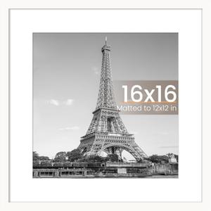 upsimples 16x16 Picture Frame, Wall Decor Photo Frames, White 1 Pack | 12x12 Square Frame with Mat for Gallery Wall, Family, Wedding, Baby, Dog, Dorm, Christmas