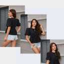 Womens Babydoll Peplum Tops Summer Puff Short Sleeve Bow Tie Blouse Y2k Cute Trendy 2025 Shirts (Black, S)