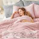 BEDELITE Fleece Queen Comforter Set -Super Soft & Warm Fluffy Pink Bedding, Luxury Fuzzy Heavy Bed Set for Winter with 2 Pillow Cases
