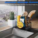 Vanwood Sponge Holder for Kitchen Sink with Self Tray, Sink Caddy Cocina Organzier with Brush Holder, Dish Sponge Caddy for Kitchen Organizers Storage Essentials (Mattle Black, 8.20"3.54"5.50")