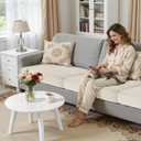 Hokway Velvet Couch Cushion Covers Water Resistant Seat Covers Stretch Sofa Cushion Protector(3 Cushion XL-Sofa, Ivory)