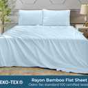 Royale Linens Bamboo Viscose Twin Flat Sheets Only - Cooling Sheets - Organic Viscose Derived from Bamboo - Flat Sheet Only - Top Sheet - Breathable & Silky Bedding (Twin, Lake Blue)
