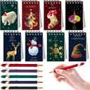 LaVenty 13pcs Christmas Mini Notepads Christmas Ballpoint Pen Holiday Stocking Stuffers Classroom Rewards Office Supplies Xmas Holiday Party Gifts Xmas Goodie Bags Filler