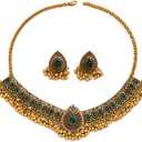 Indian Wedding Bridal Traditional Bohemian Jewellery Set for Women Girls Antique Oxidized Ethnic Party Prom Wear Statement Necklace Earring Tassel Bollywood Choker Punk Crystal Fashion Gift for Bride
