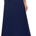 Womens Maxi A-line Long Skirt Casual 2026 Elastic High Waist Flowy Skirts with Pockets (Blue, XL)