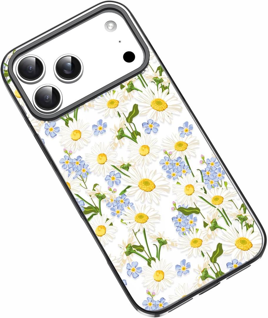 Compatible for iPhone 17 Pro Case,Girls Women Aesthetic Cute Lovely Flowers Floral Daisy Design Camera Protection Protective Clear Case Compatible with iPhone 17 Pro