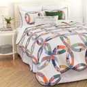 C&F Home Heritage Double Wedding Ring Patchwork Cotton Blend King Quilt Set