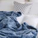 Dusty Blue Fleece Throw Blanket 5060 for Couch Sofa Bed,Super Soft Cozy Plush Microfiber Flannel Blanket with 3D Checkered Design Lightweight for Adults,Woman,Girls
