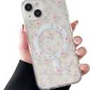 ZTOFERA for iPhone 13/14 Magnetic Case Compatible with Magsafe,Aesthetic Floral Pattern Design Cute for Girl Women,Anti-Drop Protective Hard Phone Cover for iPhone 13/14-Pink Flower