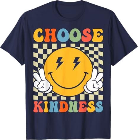 Choose Kindness Retro Groovy Be Kind Inspirational Kids T-Shirt, Size: XS