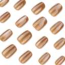 5 x Cat Eye Press on Nails, Burgundy Fake Nails, Medium Square Shape Reusable Glossy Wine Red False Nails for Women Daily Wear & Party Manicure 24 Pcs, (Mix Nails)