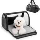 BurgeonNest Soft-Sided Dog Carrier Airplane Approved for Small Dogs Side-Expandable Pet Cat CarrierLightweight Puppy Purse 0-15 lbs, 17.7x11x11 Inchs Up to 16lbs, Black