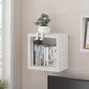 Furinno Cubicle Floating Shelves for Wall, Cube Wall Shelf, Extra Thick Wall Mounted Book Shelf, Single, 16" x 16" x 9.8", for Bathroom, Bedroom, Living Room, White