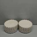 LIYH 100 Pcs Ivory Dessert Plates with Gold Rim- Ivory Plastic Plates 7.5" Disposable Scalloped Fancy Gold Plastic Plate,Baby Shower Cake Plate Party Suitable for Easter Day or Mothers Day