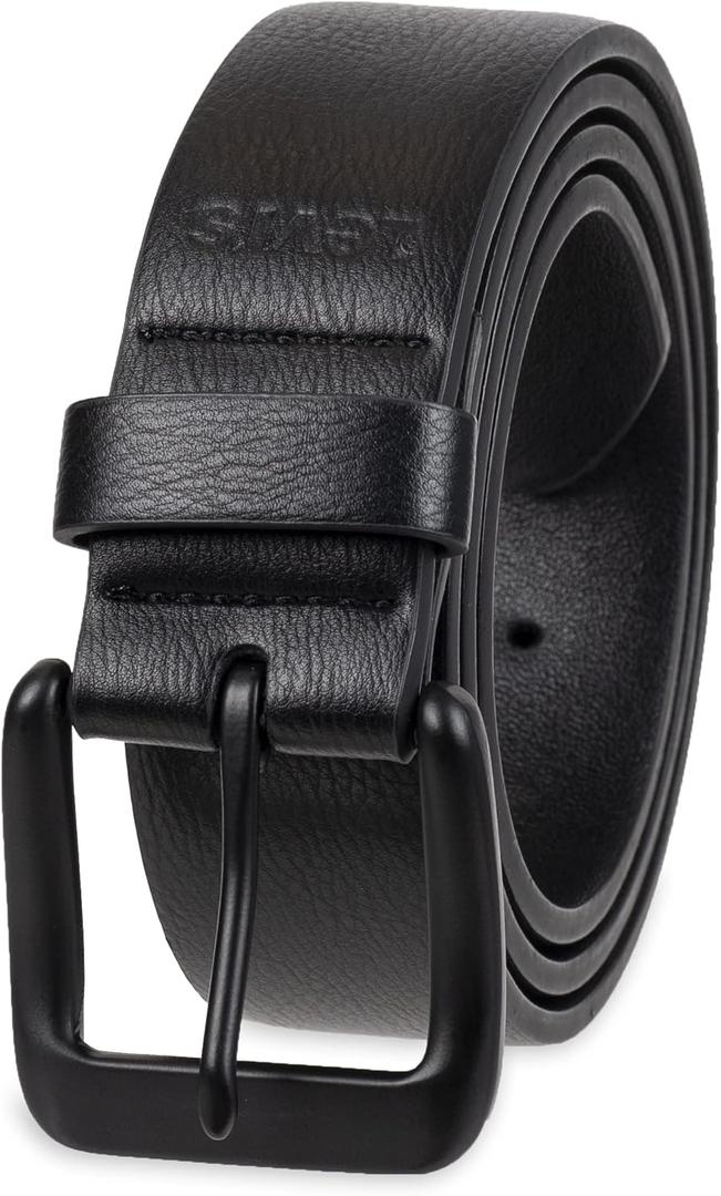 Levis Mens Casual Leather Belt, Classic Strap for Jeans & Everyday Wear (Medium (34-36), Black Stretch)
