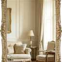 OIGUMR Decorative Wall Mirror, Gold,Freestanding or Wall Mount,13x 16 inch