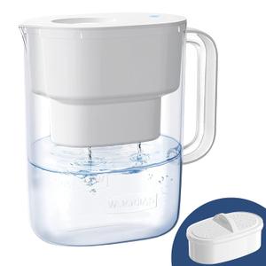Waterdrop PT-07W Water Filter Pitcher, 10-Cup, NSF Certified, 200-Gallon Long-Life Filter, Improves Coffee & Tea Taste, Reduces PFOA/PFOS and Chlorine, 5X Longer Filter Life, White