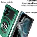 Heavy Duty Protection Case for Samsung Galaxy S22 Ultra Phone Case with Built-in Screen Protector, Military Grade Shockproof 360 Degree Metall Ring Kickstand Travel Cover Shell (Green)