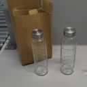 Glass Juice Bottles with Lids Set of 2, 17 oz Reusable Glass Water Bottles with Stainless Steel Caps, BPA Free,Leak Proof,Dishwasher Safe,for Refrigerator, Juicing, Iced Coffee, Cold Brew