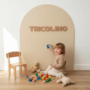 Upgraded | TRICOLINO Magnetic Arch Wall Decal | Beige | Premium Large size 32"×40" | Dual-Surface Dry Erase Playroom Board | Renter-Friendly Peel & Stick, No Damage | Kit Includes Chalk, Tray & Eraser