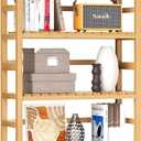 VASMIA 6-Tier Bamboo Shelf,Bamboo Storage Shelving Unit,Tall Bookcase with Adjustable Shelves,Multipurpose Storage Display Shelf for Bathroom, Living Room, Balcony, Kitchen,Natural