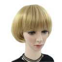 Girls Golden Mushroom Wig Short Bob Wig With Bangs Blonde Bowl Cut Wig Cap For Women
