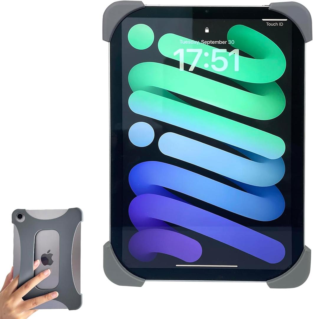 ZhaoCo Silicone Anti-Slip Hand Strap Finger Grip Holder for iPad mini 7 (A17 Pro) 2024 / iPad mini 6 2021 8.3 inch - Grey (Gray)