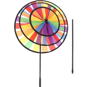 Totority Rainbow Turntable Windmill - Large Multi-Colored Cloth Pinwheel for Outdoor Decoration Vibrant Three-Layer Design Perfect for Gardens and Kids