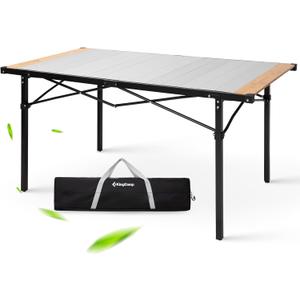 KingCamp Camping Table Folding Portable Table Aluminum Roll Up Lightweight Foldable Large Camp Table for Indoor Outdoor Picnic Backyard, 53.5"X27.5", L Extended Pro 54" x 27.5" x 27.5"