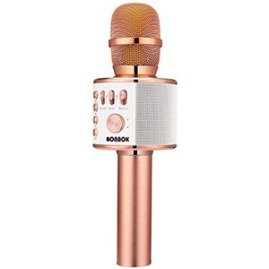 BONAOK Wireless Bluetooth Karaoke Microphone,3-in-1 Portable Handheld Karaoke Mic Speaker Machine Home Party Birthday for All Smartphones PC(Q37 Rose Gold)