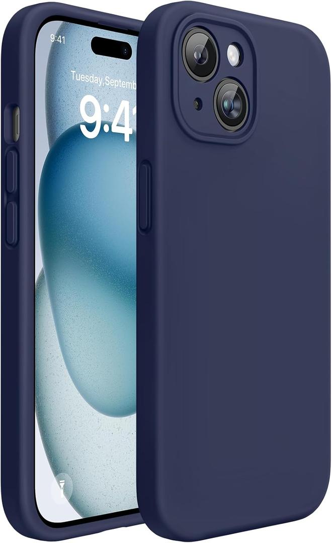 Miracase Compatible with iPhone 15 Case, [Soft Anti-Scratch Microfiber Lining], Liquid Silicone Case Gel Rubber Shockproof Drop Protection Phone Case for iPhone 15, Dark Blue