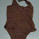 Avidlove Women's Sexy Halter Bodysuit Going Out Backless Tank Top Sleeveless Thong Body Suits Summer Outfits (Brown, XS)