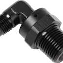 6AN Male Flare to 1/2 NPT Pipe Swivel 90 Degree Fitting Adapter Connector Aluminum Black