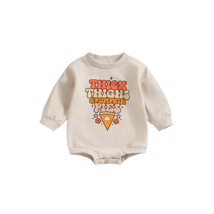 Halloween Newborn Baby Girl Outfit Pumpkin Sweatshirt Romper Long Sleeve Onesie Jumpsuit Infant Fall Winter Clothes, 60 Size