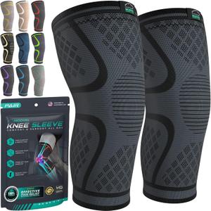 Modvel Compression Knee Brace for Women & Men, 2-Pack Knee Brace for Running Knee Pain, Knee Support Compression Sleeve, Workout Sports Knee Braces for Meniscus Tear, ACL & Arthritis Pain Relief (Medium)