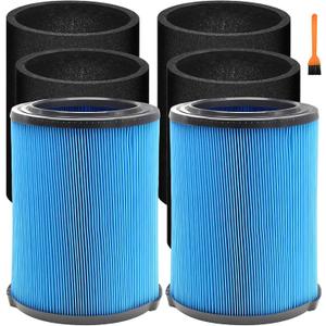 2-Pack VF5000 Replacement Filter Compatible with Ridgid 5-20 Gallon and Fits Husky 6-9 Gallon Wet Dry Vacuums, Fine Dust Filter with 4 Foam Sleeves, Fits WD06000 WD16250 WD20620