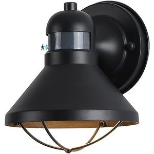 LONEDRUID Motion Sensor Outdoor LED Porch Wall Light Fixtures Dusk to Dawn Exterior Barn Lantern Black Farmhouse Sconce Lighting Wall Mount Lamp for Garage Patio Balcony Doorway