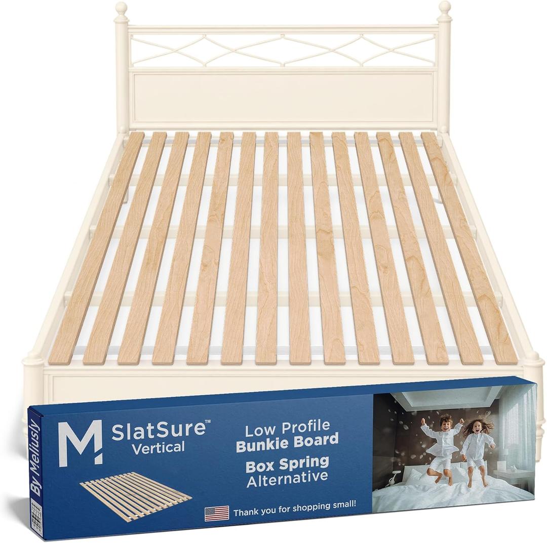Meliusly SlatSure King Size Bunkie Board  Heavy Duty Vertical Bed Slats & Foldable Wooden Support Board for Sagging Mattress or Platform Bed Frame, Box Spring Alternative and Replacement