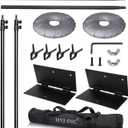 HYJ-INC Pipe and Drape Photography Backdrop Stand Kit Adjustable Photo Background Stand 10ft x 6.5ft with Metal Base for Parties Weddings Birthday Party Events Photo Booth