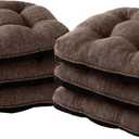 IPYNBAP Chair Cushions for Dining Chairs Set of 6, Kitchen Chair Cushions, Chair Pads with Ties and Non Slip Backing, Tufted Memory Foam Seat Cushion 6 Pack, 15.5" x 15.5" x 4", Brown