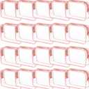 20 Packs Clear Cosmetics Bags for Women Men Waterproof Toiletry Bags PVC Makeup Bags Organizer Case with Zipper for Travel Bathroom (20 Pink Colors)