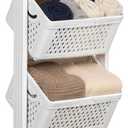 ZOES HOMEWARE 4 Tier Laundry Basket Organizer, 92L Vertical Laundry Hamper, Removable Rolling Sorter Baskets With Wheels for Small Space, Dorm, Bathroom, Bedroom, 58.66" x 12.99" x 16.93"