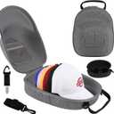 Hat Travel Case, Hard Hat Carrier Organizer with Clip & Glasses Storage, Holds 6 Baseball Caps for Home/Travel - Grey